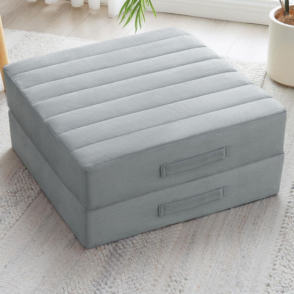 High Density Memory Foam Floor Pouf with Soft Tufted Cover, Upgraded Large Pillows Seating for Adults, Grey (2-Pack) price history on PriceWatchPro