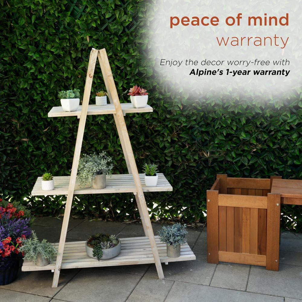 Natural Fir Wood 3-Tier Triangular Storage Rack