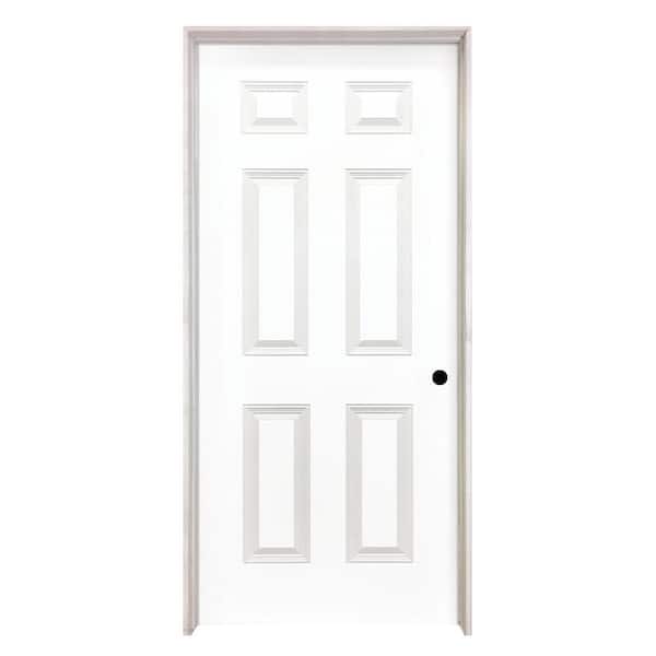 Steves & Sons 30 in. x 80 in. 6-Panel Textured Hollow Core White Primed Composite Single Prehung Interior Door
