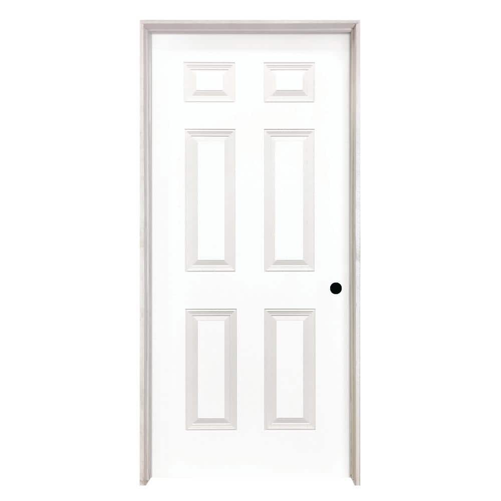 24 in. x 80 in. 6 Panel Left-Handed Solid Core White Primed Wood Single Prehung Interior Door With Bronze Hinges price history on PriceWatchPro