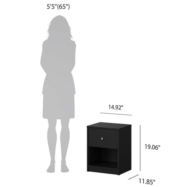 Tvilum Portland Black 1-Drawer Nightstand 7033186 - The Home Depot