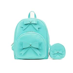 ARCHES 11.5 in. Aqua Blue Top Grain Cowhide Leather Bow Backpack