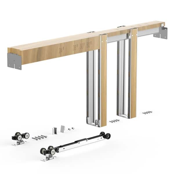 Pocket Door Frame Kit, 24-30in. x 80in., 2-Way Soft Close, Smooth Quiet Sliding, Easy Install, Wood & Steel, 2025 Update