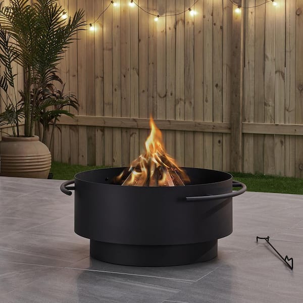 OVE Decors Brooks 28 in. x 13.4 in. Round Charcoal Powder Coated 
