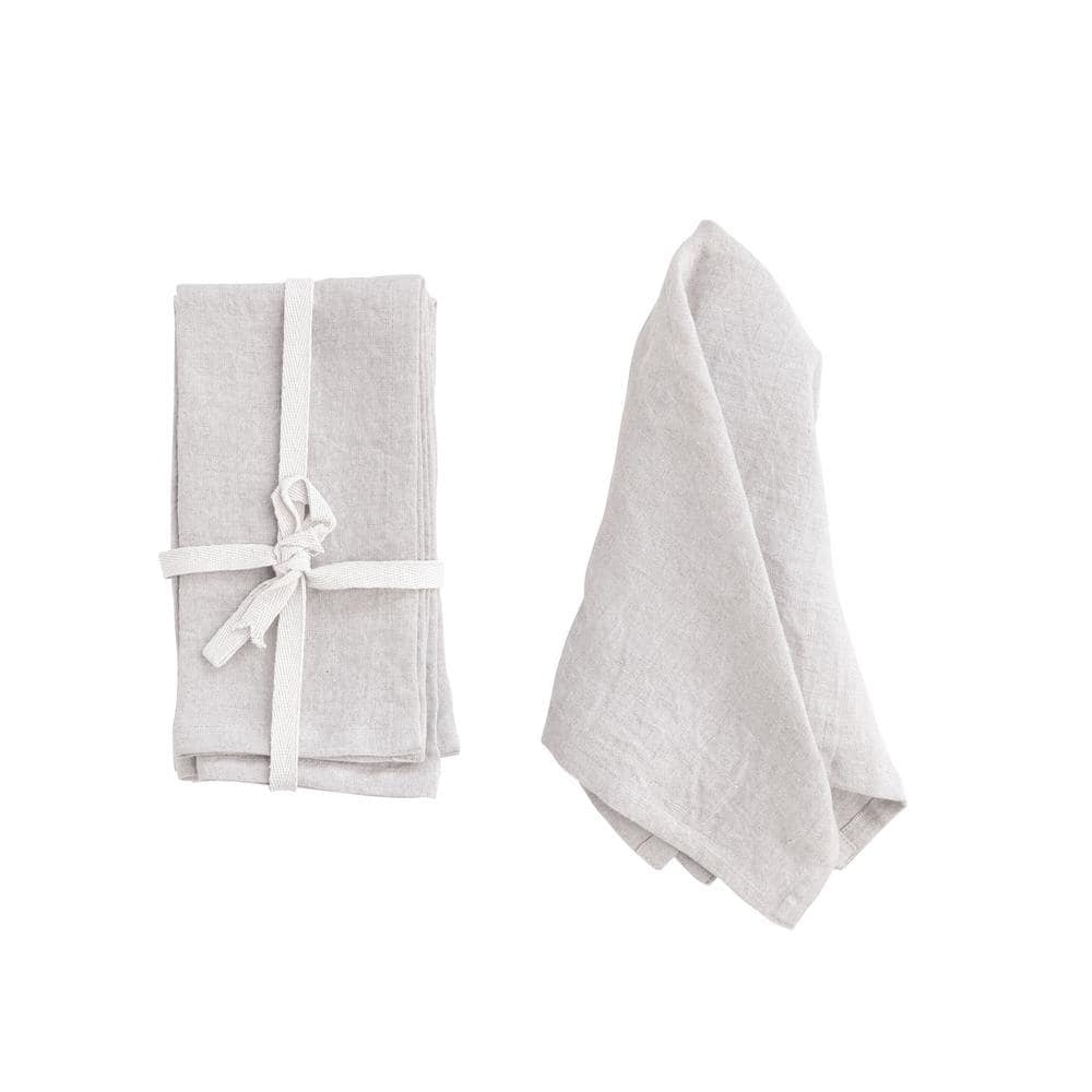 Ivory Stonewashed Linen 18" Square Dinner Napkins, Set of 4