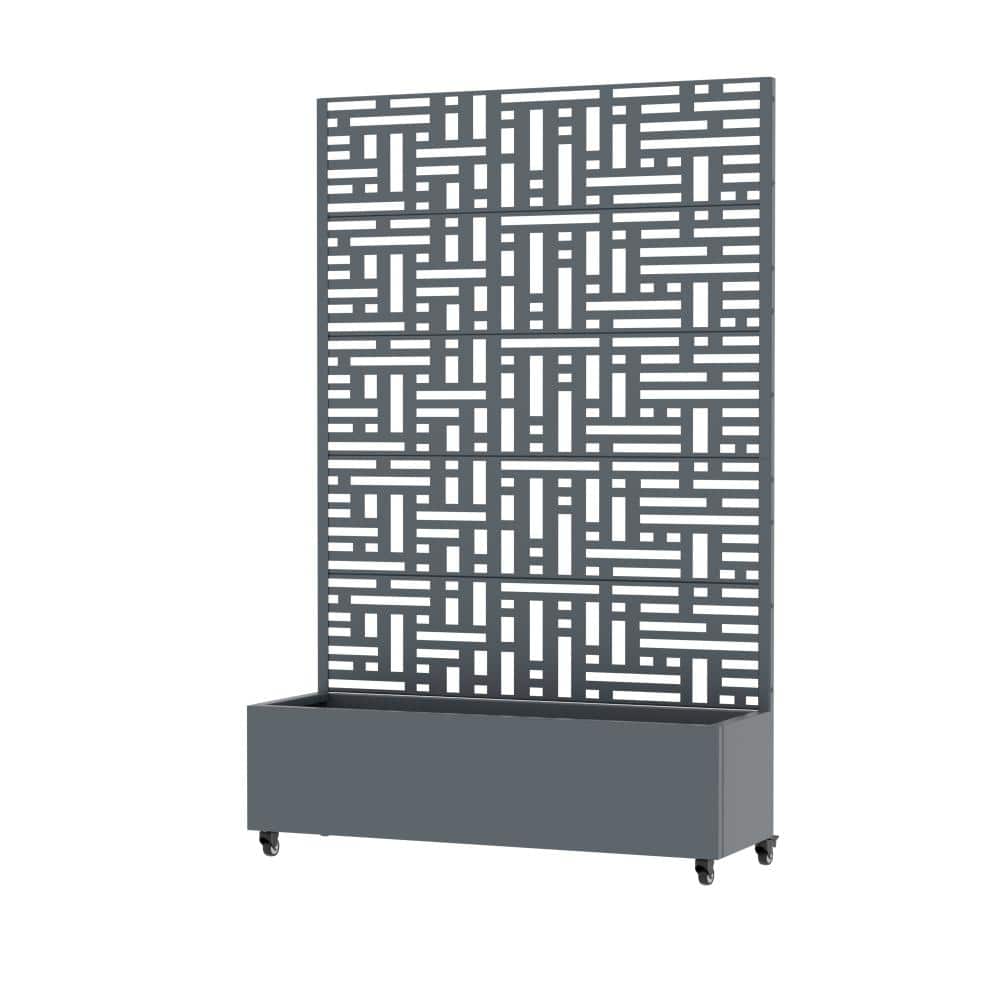 47 in. L x 16 in. W x 72 in. H Mobile Lattice Trellis Gray Iron Rect Outdoor Rolling Planter (1-Pack) price history on PriceWatchPro