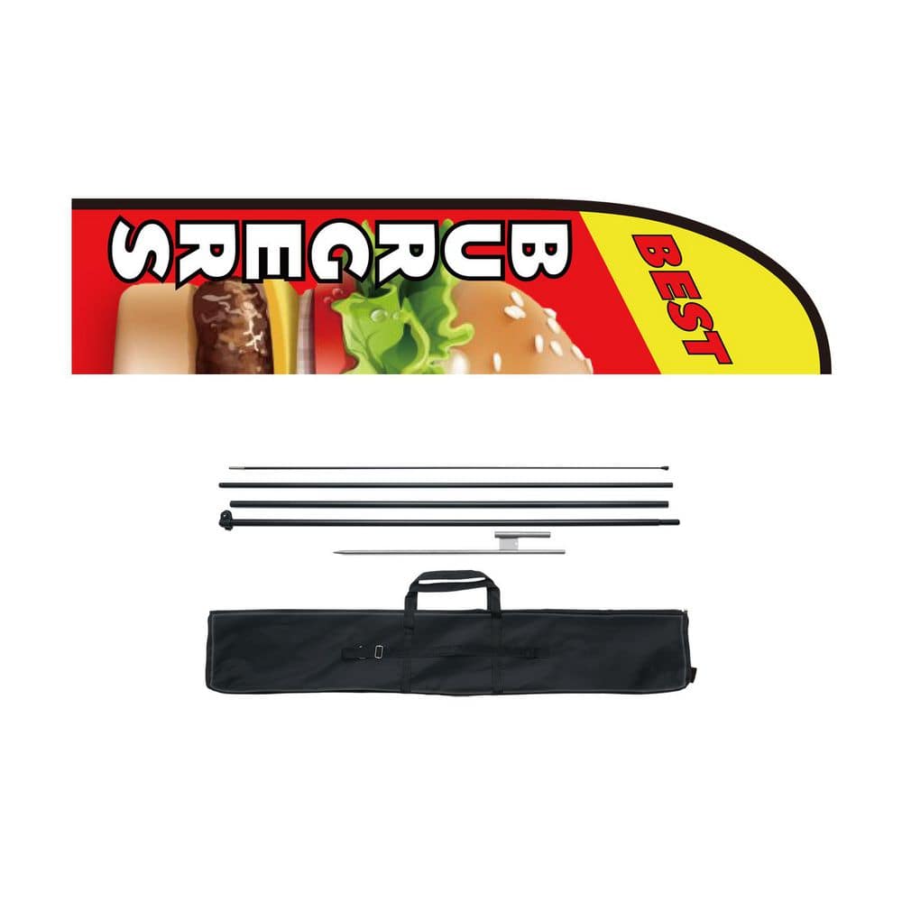 16.3 ft. Burger Restaurant Advertising Flag Kit, Feather Swooper Flag with Pole & Ground Stake, Flagpole price history on PriceWatchPro