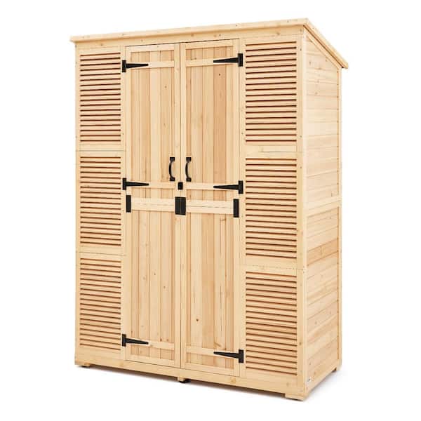 35.94 Gal. Deck Box 58 x 78 in. Outdoor Storage Shed, Oversize Wooden Outside Storage Cabinet with Waterproof Roof