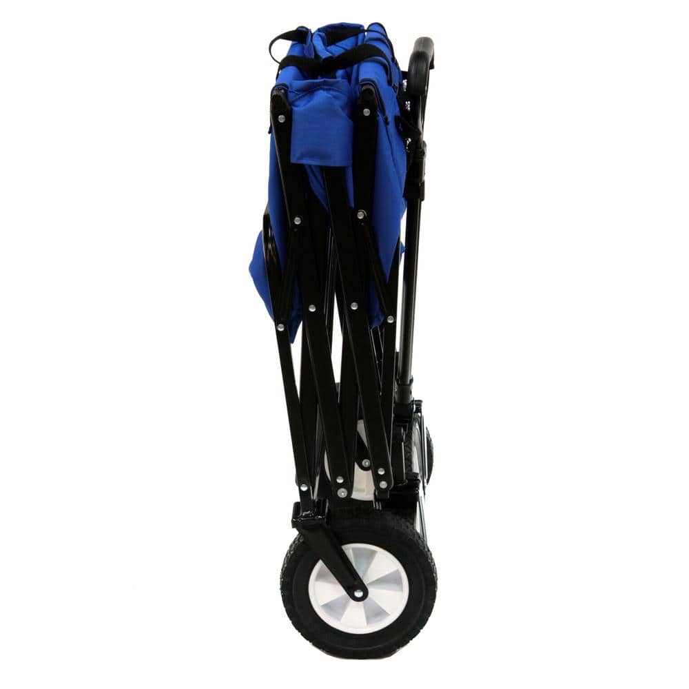 Blue Heavy Duty Collapsible Fabric Utility Wagon with Rubber Wheels