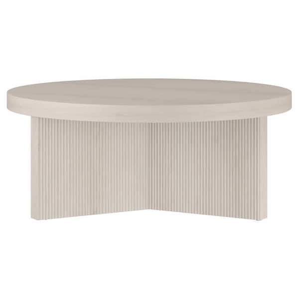 Holm 36 in. Alder White Round MDF Top Coffee Table