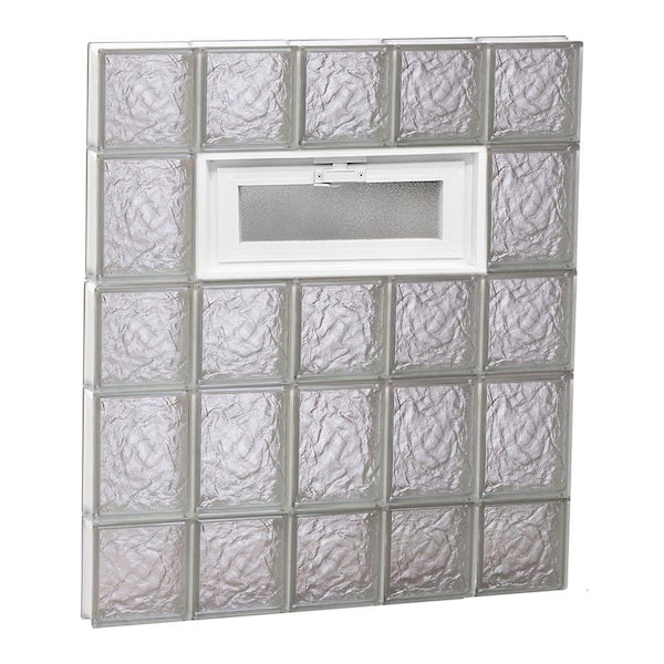 Clearly Secure 28.75 in. x 32.75 in. x 3.125 in. Frameless Ice Pattern Vented Glass Block Window