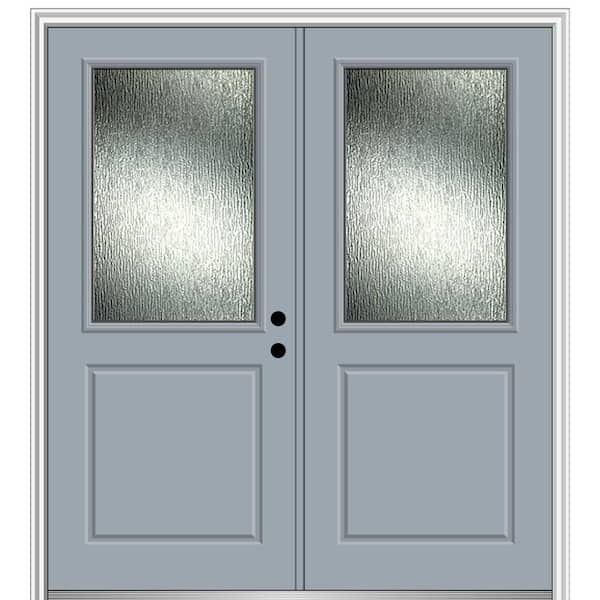 MMI Door 72 in. x 80 in. Left-Hand/Inswing Rain Glass Storm Cloud Fiberglass Prehung Front Door on 4-9/16 in. Frame