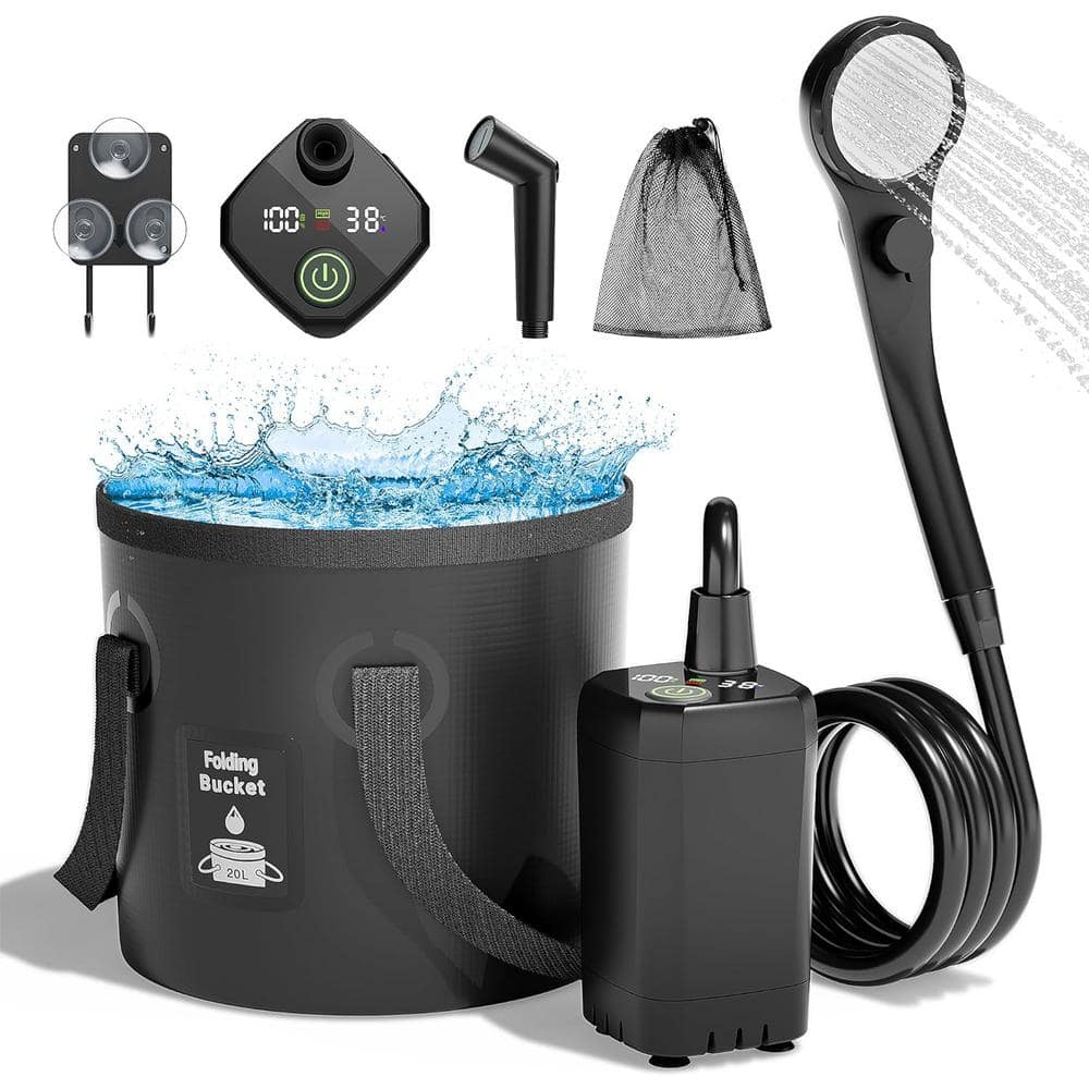 Portable Outdoor Camp Shower with 6000mAh Rechargeable Shower Pump ...