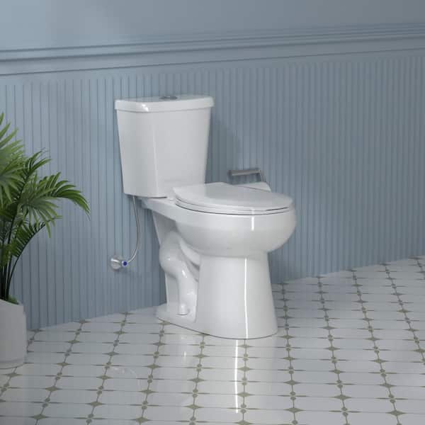 17 in. Toilet ADA Chair Height Two-Piece Toilet 1.1/1.6 GPF Dual Flush Round Toilet in White With Soft-Close Seat Toilet
