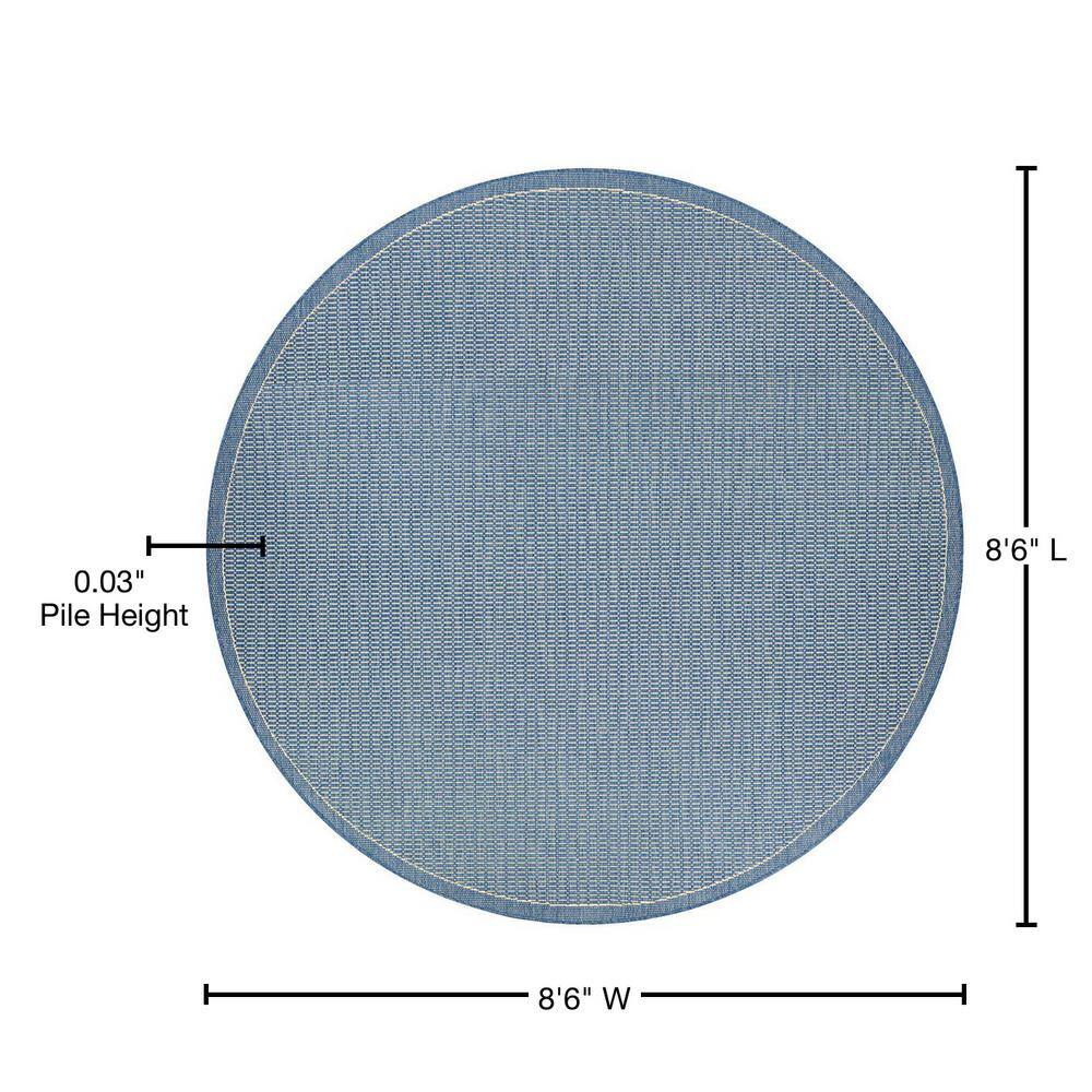 Blue Rectangular Flat Woven Stain-Resistant Synthetic Rug 8'6" x 13'0"