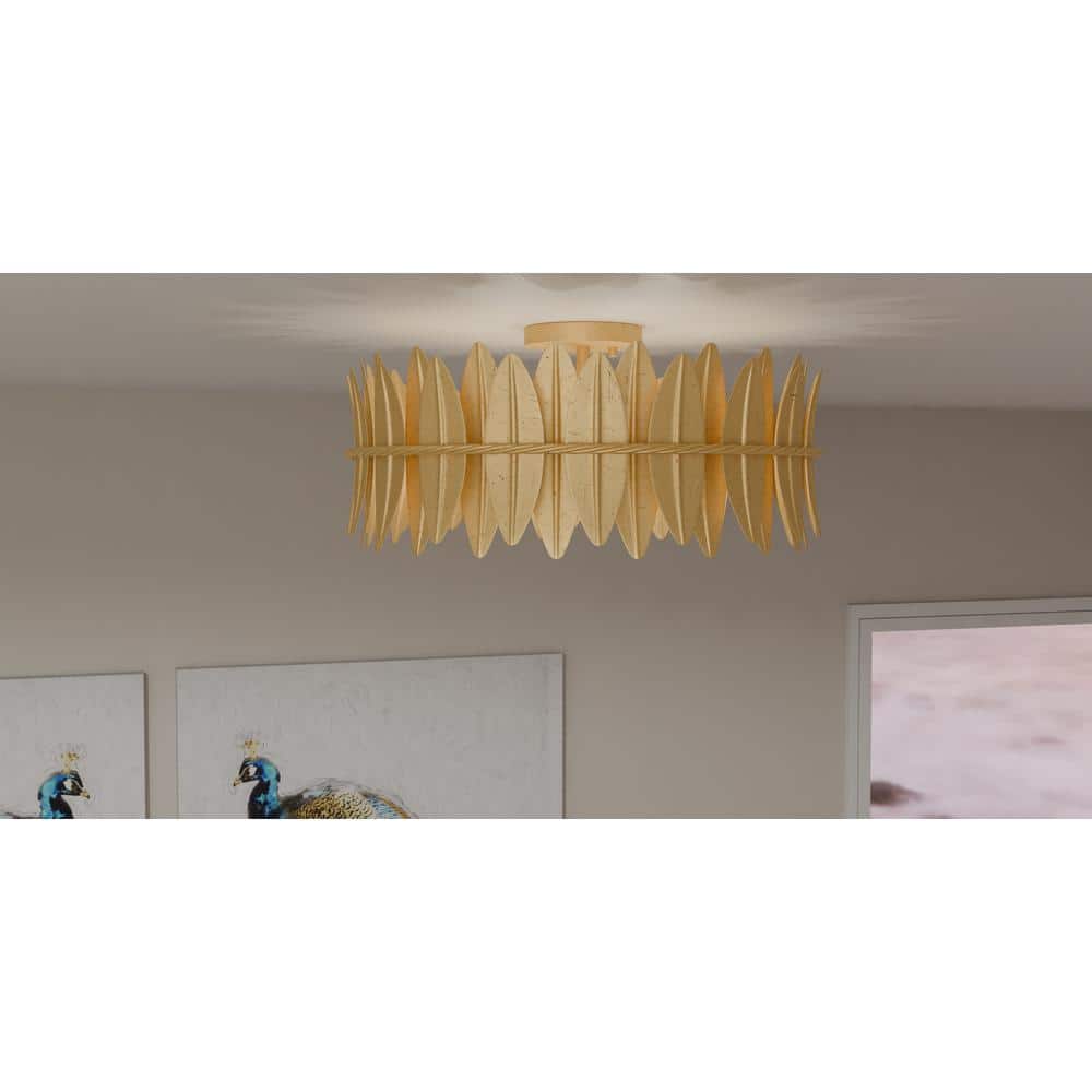 Liza Gold Leaf Modern Semi-Flush Mount Ceiling Light