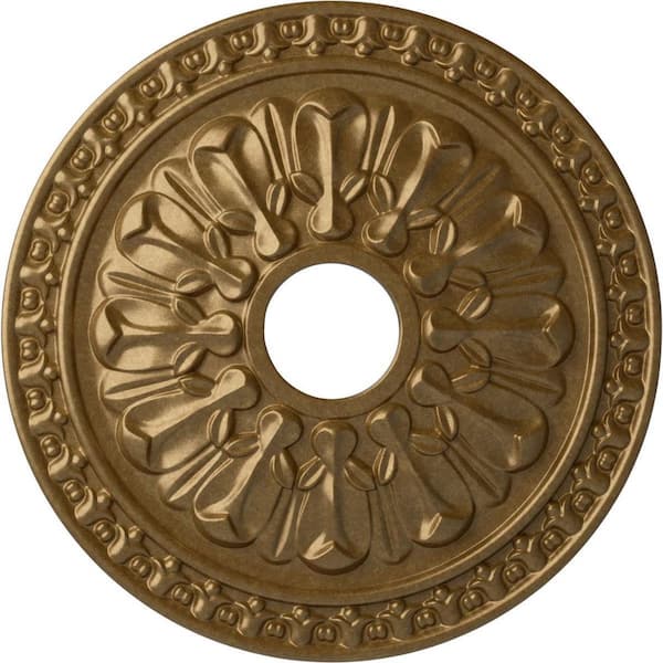 Ekena Millwork 1-3/8 in. x 18 in. x 18 in. Polyurethane Warsaw Ceiling Medallion, Pale Gold