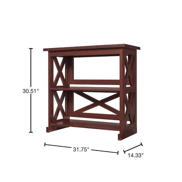 Waybury 31 in. Warm Chestnut Brown Wood 2-Shelf Bookcase with Open Back