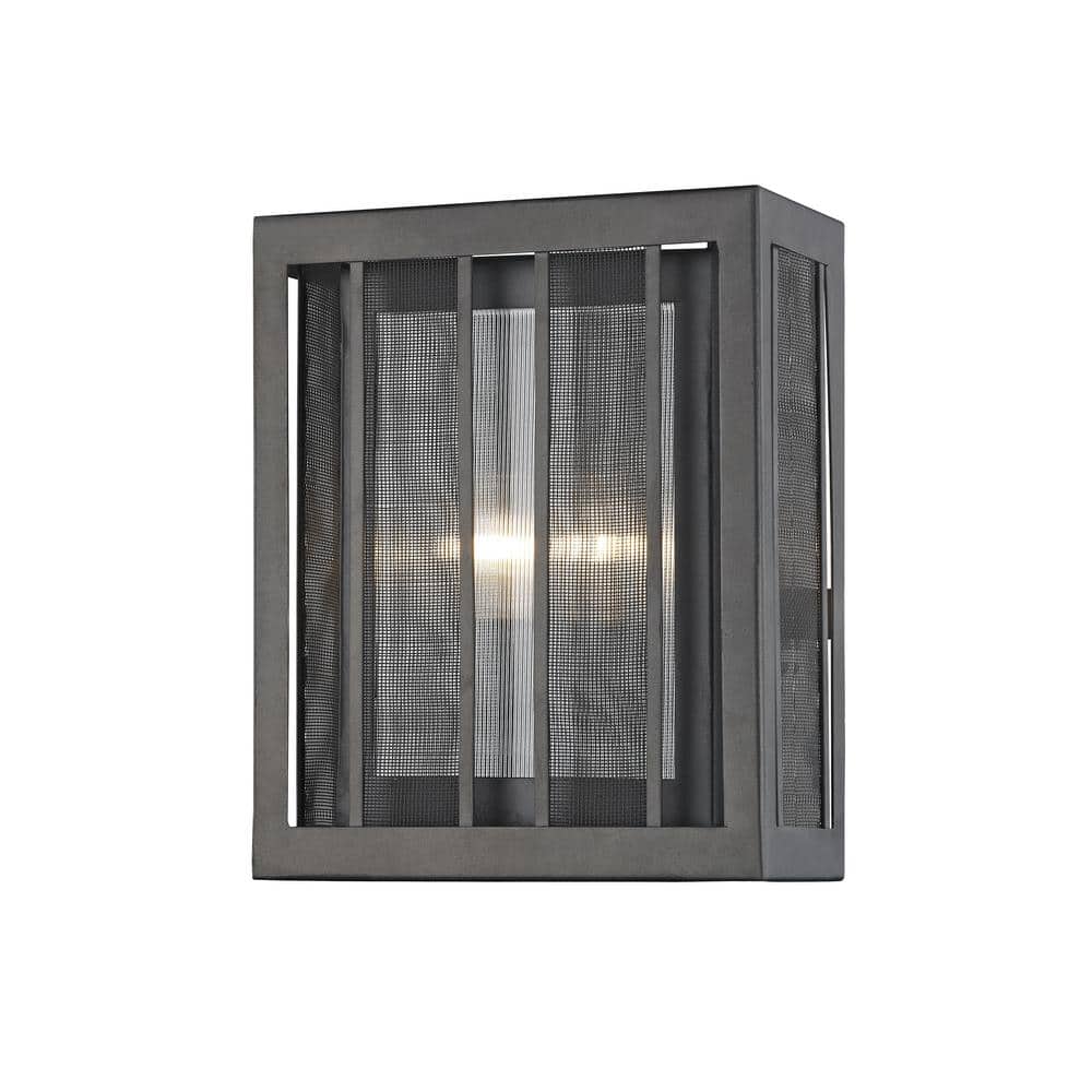 Meridional 4 in. 2-Light Bronze Wall Sconce Light with Clear Reeded Glass S