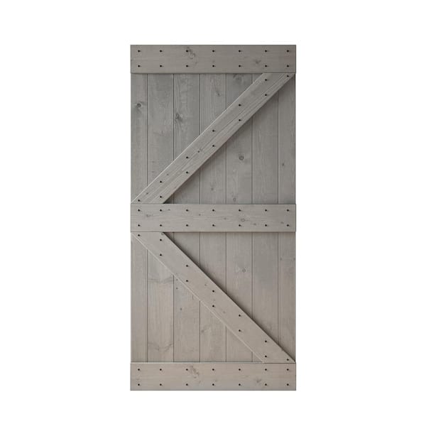 COAST SEQUOIA INC K Series 42 in. x 84 in. Light Grey DIY Knotty Pine Wood Barn Door Slab