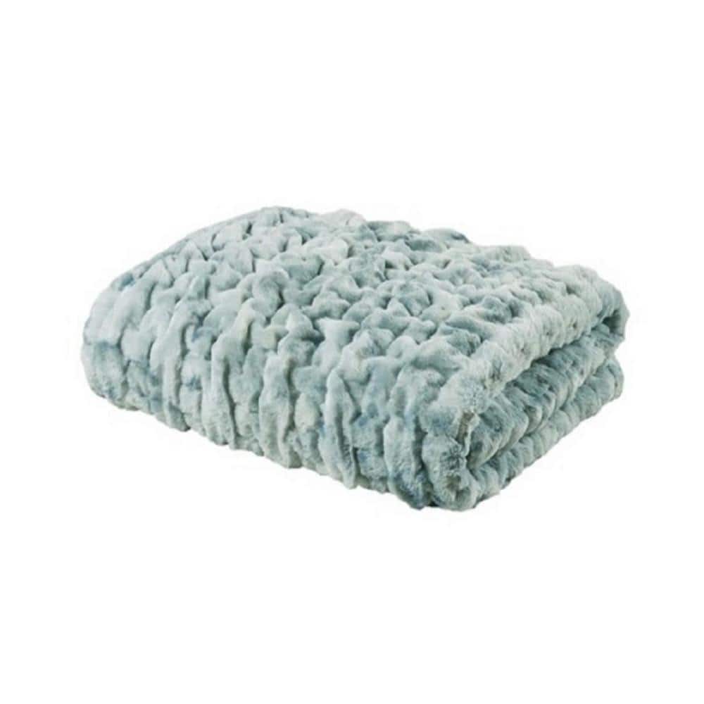 High-end Finish Madison Park Ruched Multicolor Faux Fur Throw Blanket