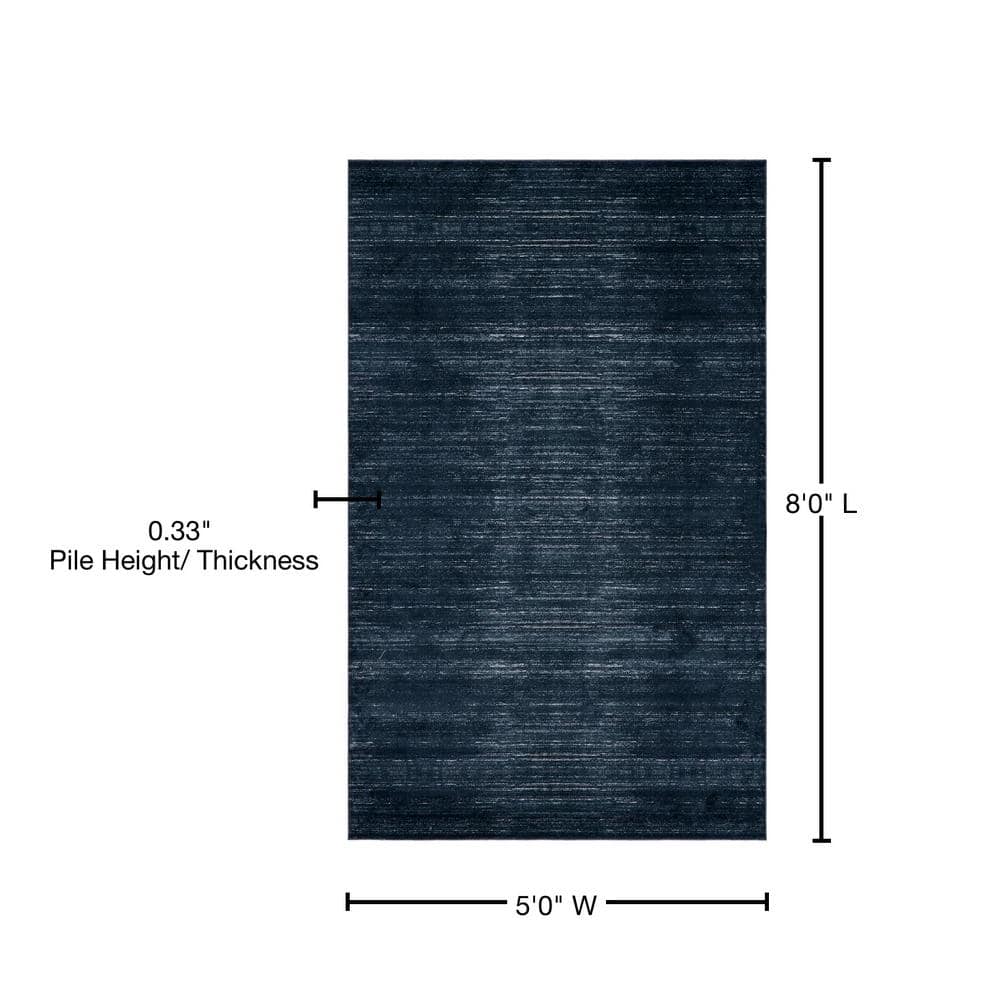 Navy Blue Rectangular Synthetic Easy Care Area Rug 9' x 12'