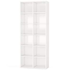 Eulas 71.6 in. Tall White Particle Board 6-Shelf Standard Bookcase with Open Storage