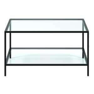Mariana 32 in. Square Glass Black Coffee Table