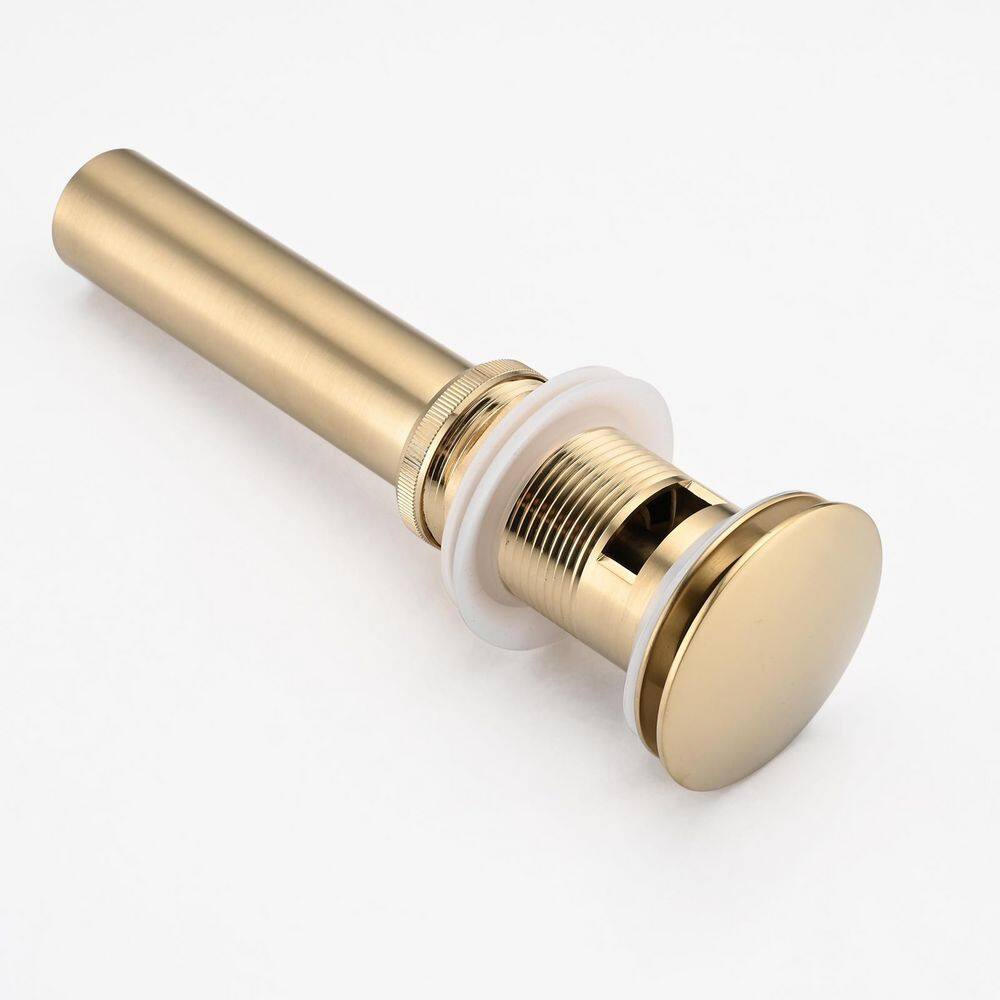 Brushed Gold Bathroom Pop-Up Drain with Overflow and Strainer