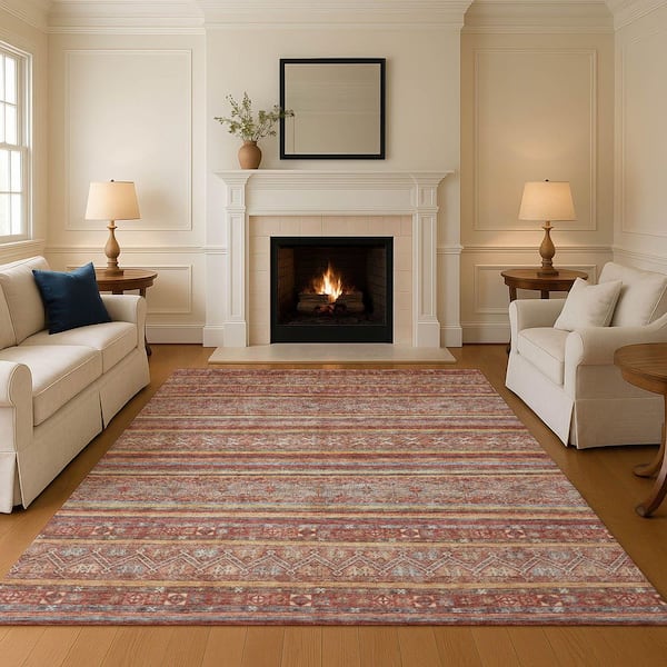 Mayfield Premium Machine Washable Abstract AMF1644 Paprika 10 ft. x 14 ft. Area Rug