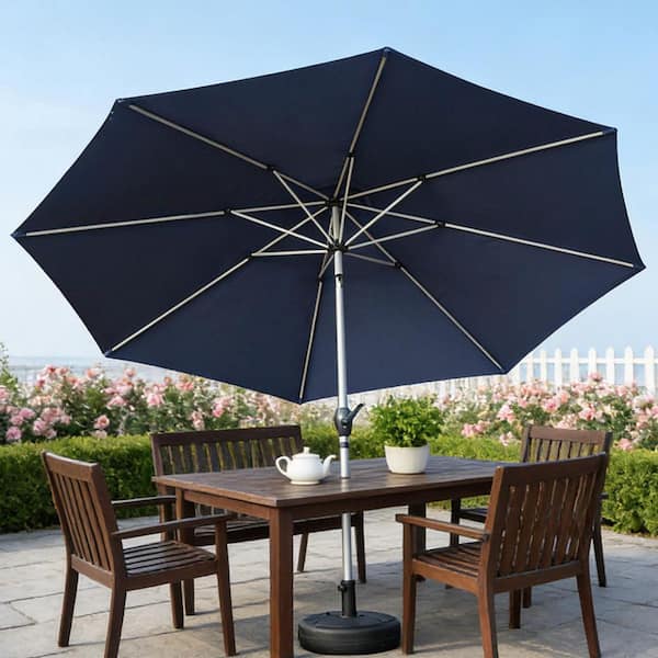 Coporesell 10 ft. Navy Blue Patio Umbrella in with Push Button Tilt and  Crank CLCPPU01NB