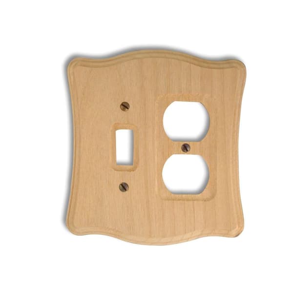 AMERELLE 1 Toggle 1 Duplex Wall Plate - Un-Finished Wood