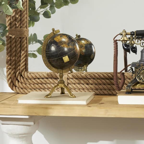Litton Lane 12 in. Brown Aluminum Decorative Globe