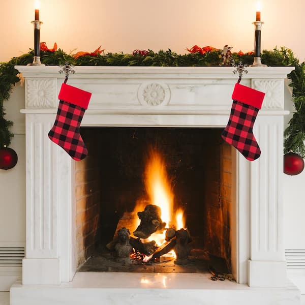 Haute Decor Red and Black Buffalo Check HangRight Christmas Stocking