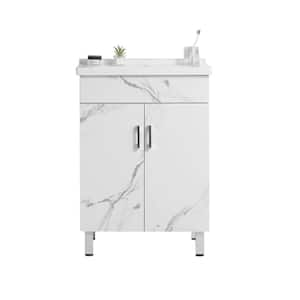 23.62 in. Single Sink Freestanding White Bath Vanity with White Ceramic Top Assembled