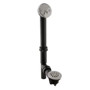 1-1/2 in. x 14 in. Black Poly Bath Waste & Overflow with Trip Lever and Beehive Strainer Drain, Stainless Steel