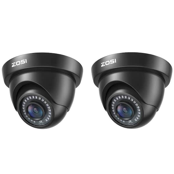 2Pcs 2MP Hardwired Hybrid 4 in 1 TVI CVI AHD CVBS Security Camera Outdoor For 960H,720P,1080P,5MP,4K analog DVR - Black