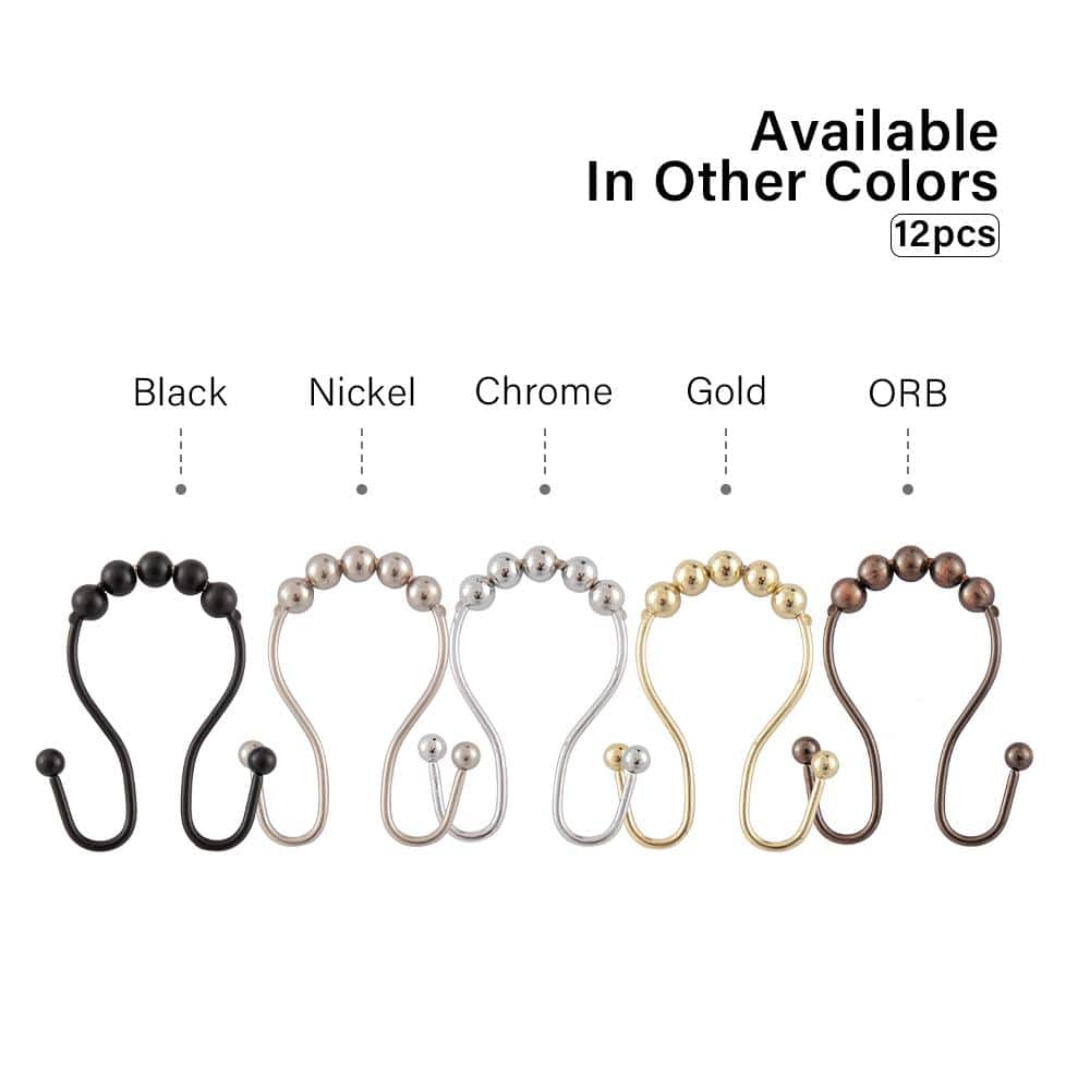 Brushed Nickel Double Roller Ball Shower Curtain Hooks