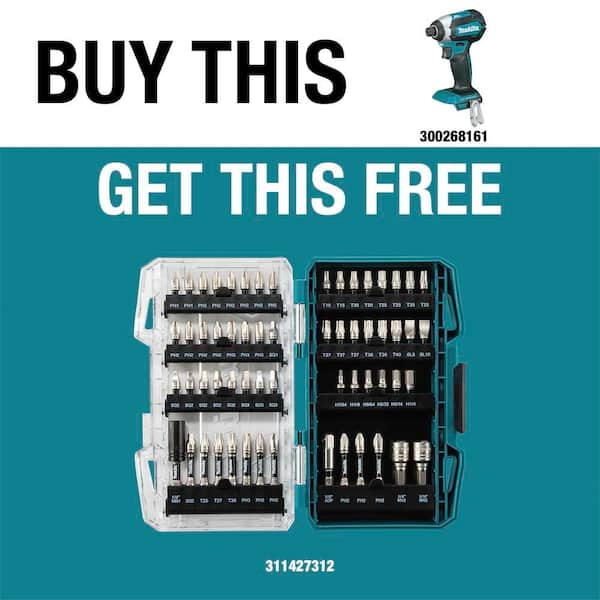 18V LXT Brushless 1/4 in. Variable Speed Impact Driver with IMPACT XPS Alloy Steel Impact Rated Drill Bit Set (60-Piece)