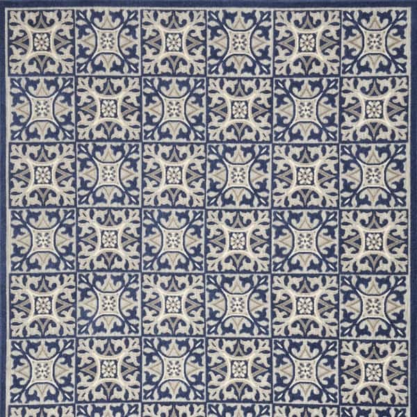 Blue 9 ft. x 12 ft. Woven Polypropylene Rectangle Indoor/Outdoor Area Rug