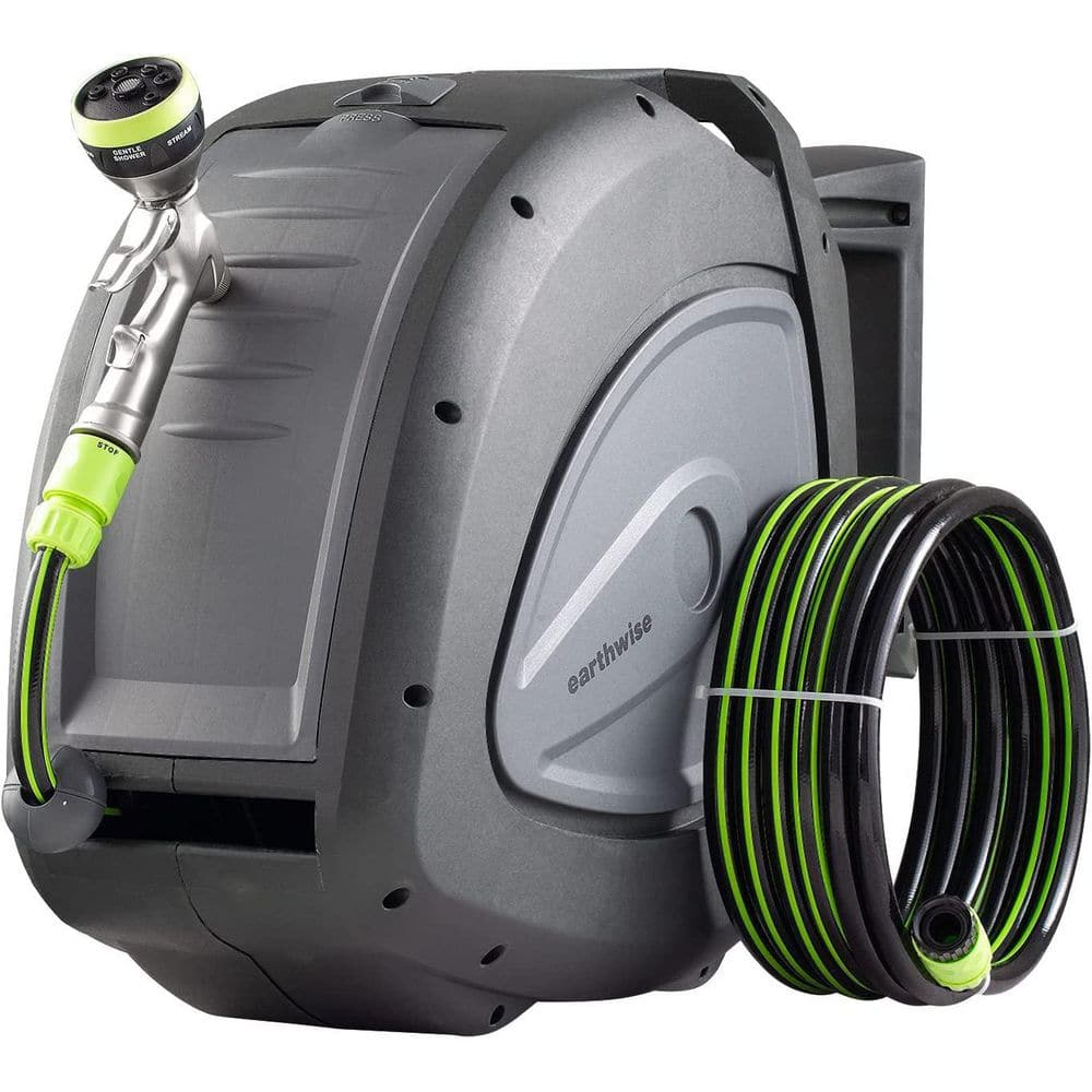 EARTHWISE POWER TOOLS BY ALM 1/2 in. Dia. x 130 ft. Standard Retractable  Garden Hose Reel with Spray Nozzle GH-001 - The Home Depot