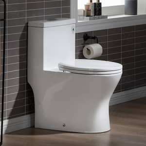 Reo 1-Piece 1.0/1.6 GPF High Efficiency Dual Flush Round All-In One Toilet with Soft Closed Seat in White