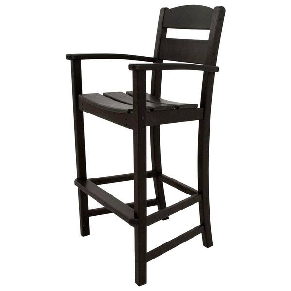 Ivy Terrace Classics Black Plastic Outdoor Patio Bar Arm Chair