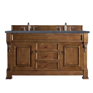 Brookfield 60 in. W x 23.5 in. D x 34.3 in. H Double Bath Vanity in Country Oak with Quartz Top in Charcoal Soapstone