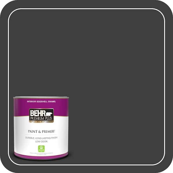 BEHR PREMIUM PLUS 1 qt. Black Eggshell Enamel Low Odor Interior Paint & Primer