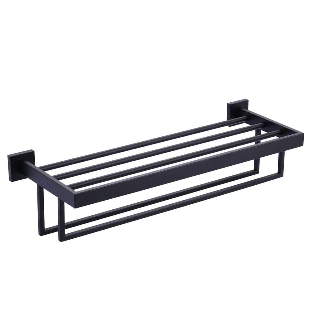 Matte Black Stainless Steel Double Towel Rack, 24-inch