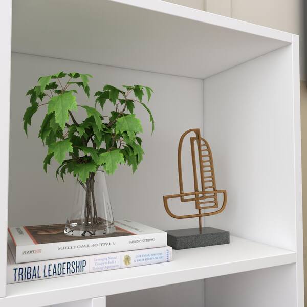 White Shelf / 丸窓 FUFU&GAGA 47.2 in. W x 40.9 in. H White Wooden 10-Shelf