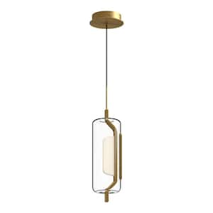 Hilo 5 in. 1 Light 11-Watt Brushed Gold Integrated LED Pendant Light