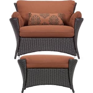 Corrolla Allure Rust 2-Piece Wicker Set with Oversized Armchair and Ottoman