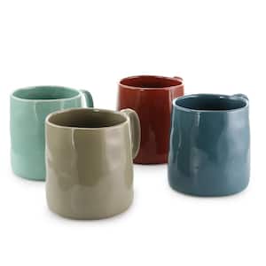 24.7oz Assorted Color Glaze Stoneware Mug (Set of 4)